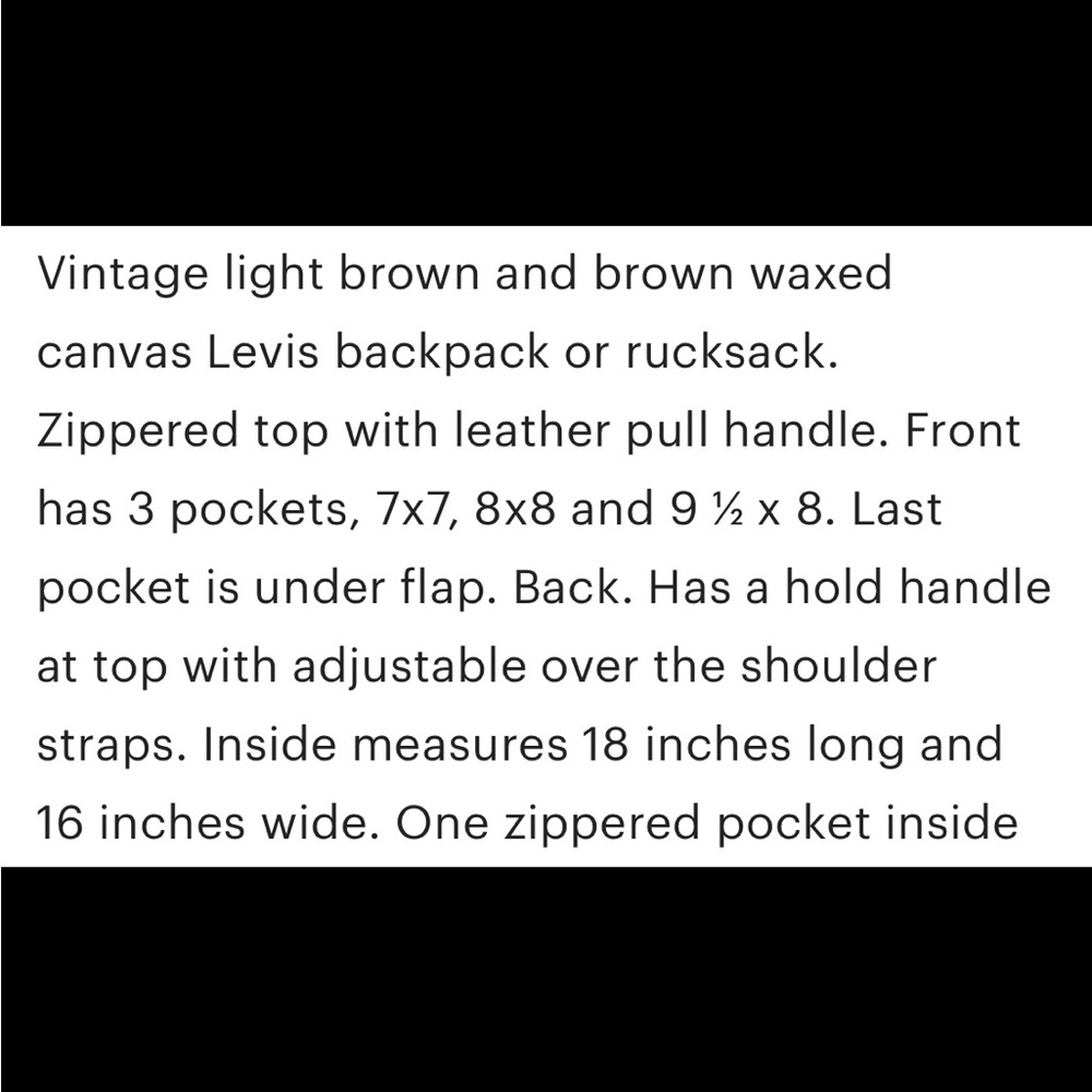 Vintage Levi’s Waxed Backpack Rucksack - Picture 4 of 4